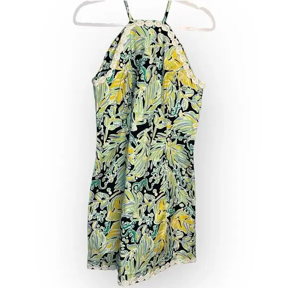 Crown & Ivy Halter Cayo Coco Signature Mini Dress Womens 8 Multicolor Tropical - Picture 2 of 15